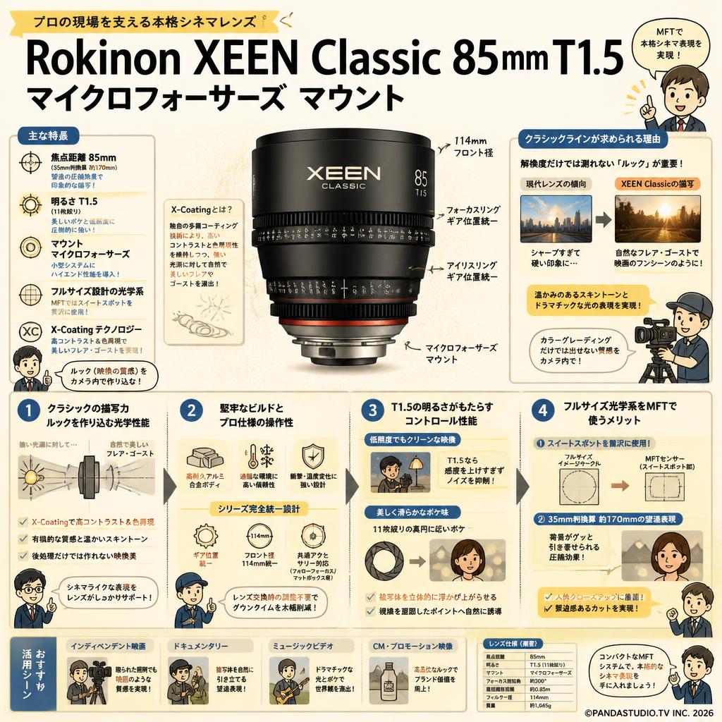 Rokinon XEEN Classic 85mm T1.5 マイクロフォーサーズ マウント 概要