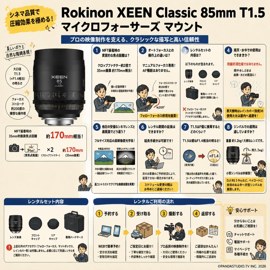 Rokinon XEEN Classic 85mm T1.5 マイクロフォーサーズ マウント FAQ（よくある質問と答え）