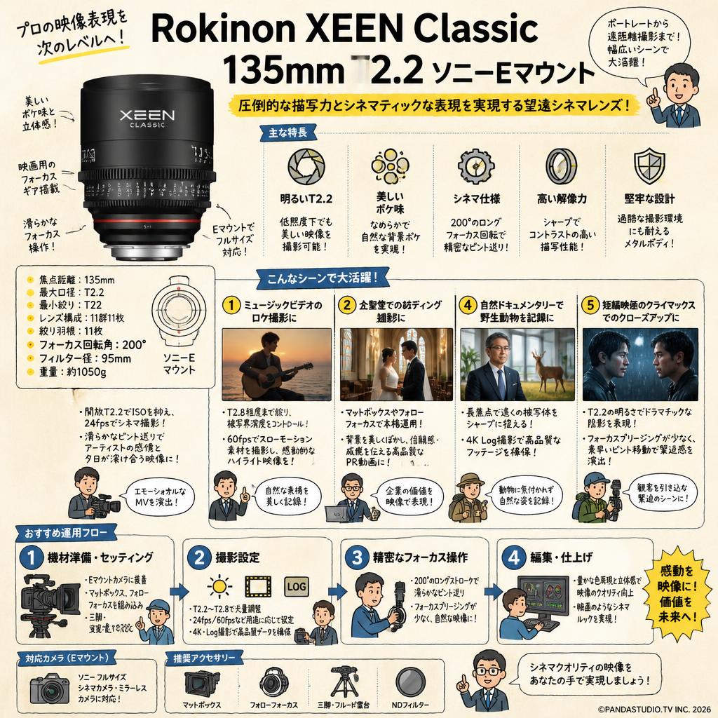 Rokinon XEEN Classic 135mm T2.2 ソニー Eマウント 用途