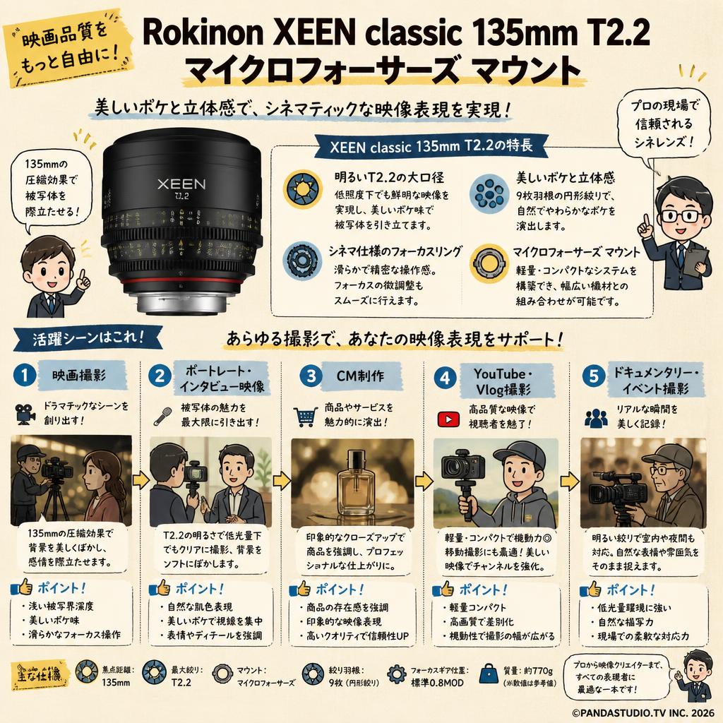 Rokinon XEEN classic 135mm T2.2 マイクロフォーサーズ マウント 用途