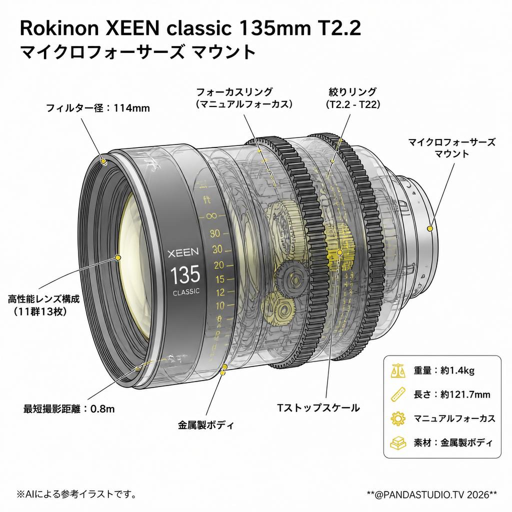 Rokinon XEEN classic 135mm T2.2 マイクロフォーサーズ マウント スペック