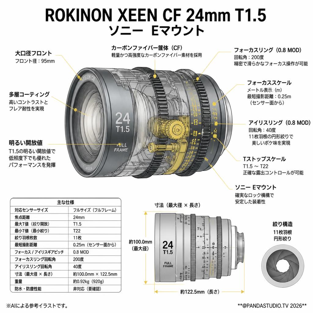 Rokinon XEEN CF 24mm T1.5 ソニー Eマウント スペック
