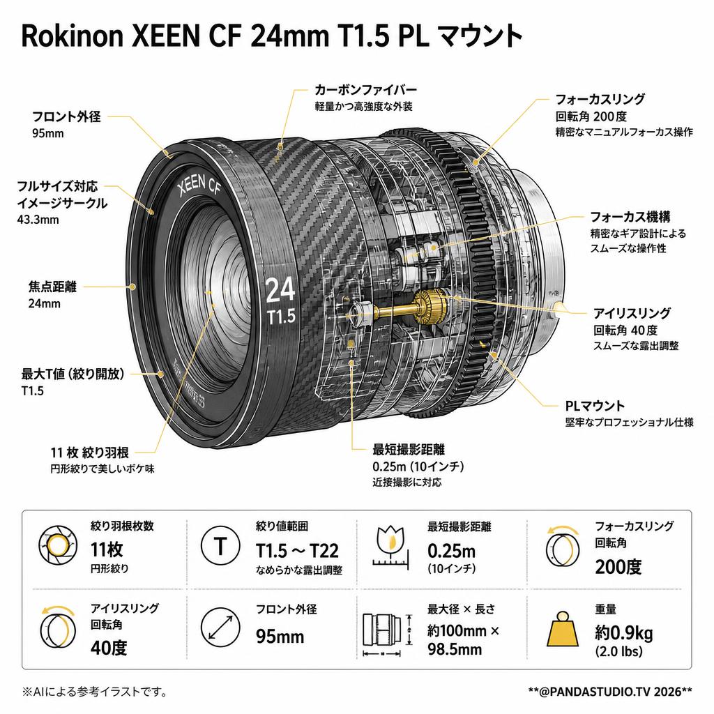Rokinon XEEN CF 24mm T1.5 PL マウント スペック