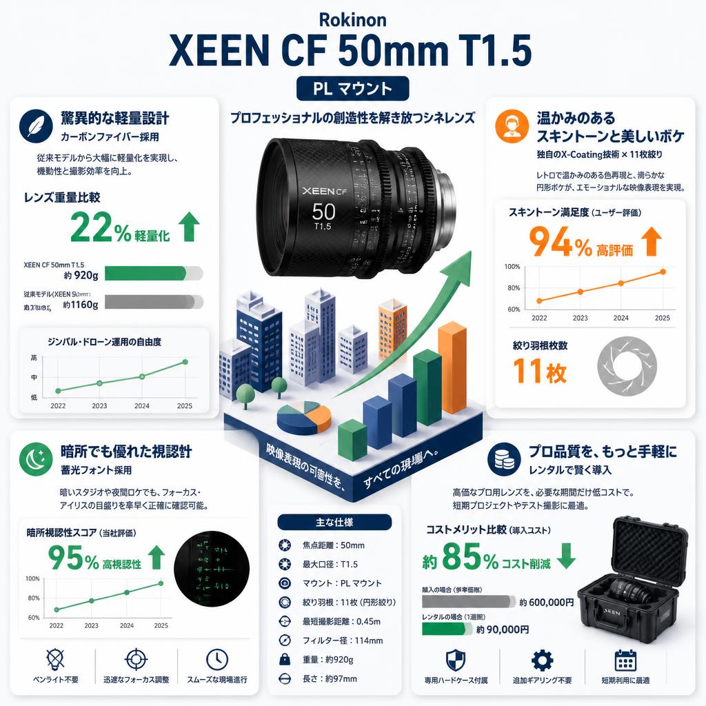 Rokinon XEEN CF 50mm T1.5 PL マウント セールスポイント