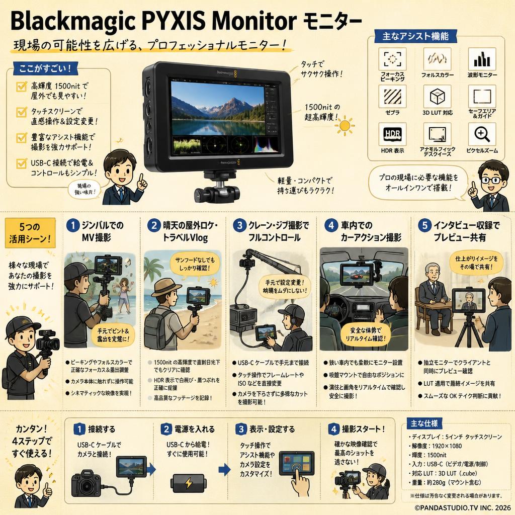 Blackmagic PYXIS Monitor モニター 用途