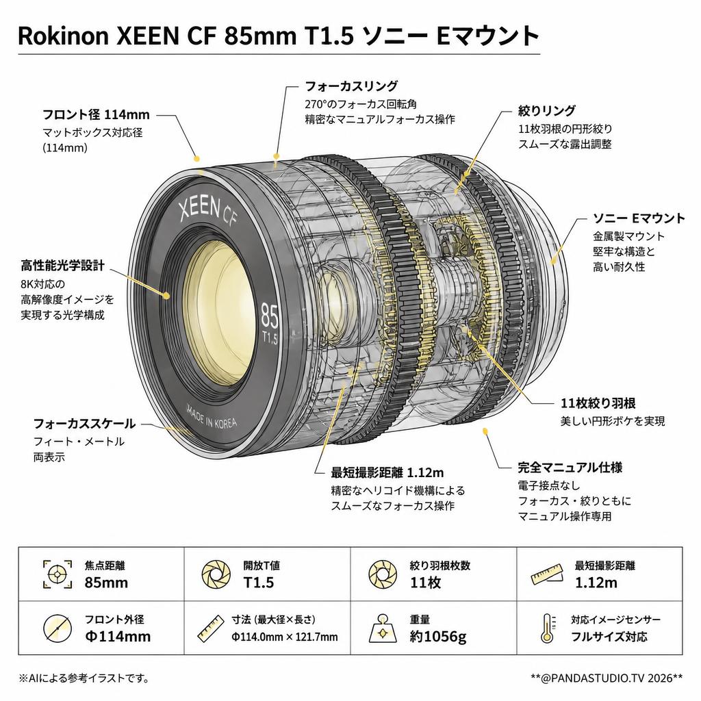Rokinon XEEN CF 85mm T1.5 ソニー Eマウント スペック