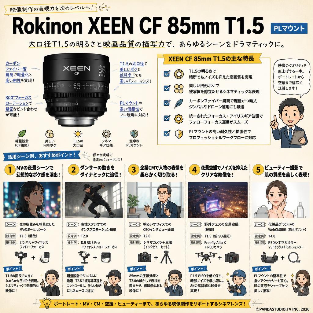 Rokinon XEEN CF 85mm T1.5 PL マウント 用途