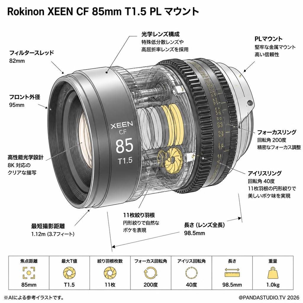 Rokinon XEEN CF 85mm T1.5 PL マウント スペック
