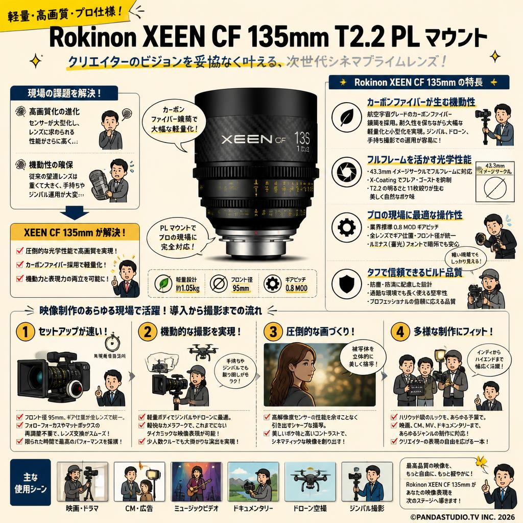 Rokinon XEEN CF 135mm T2.2 PL マウント 概要