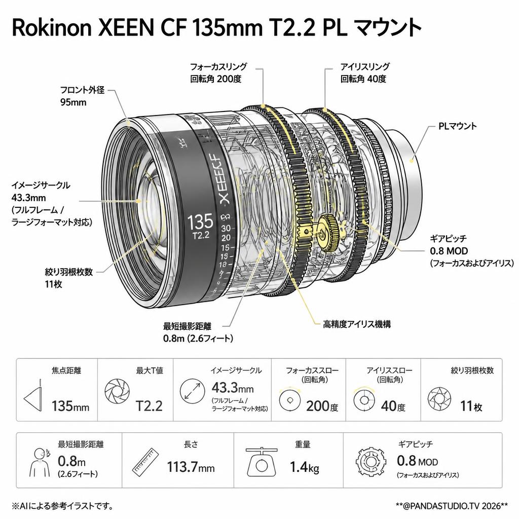 Rokinon XEEN CF 135mm T2.2 PL マウント スペック