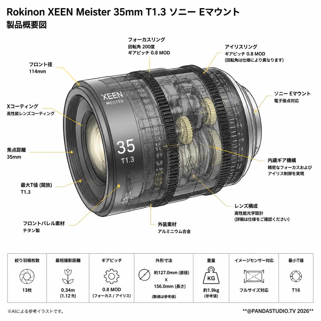 Rokinon XEEN Meister 35mm T1.3 ソニー Eマウント スペック