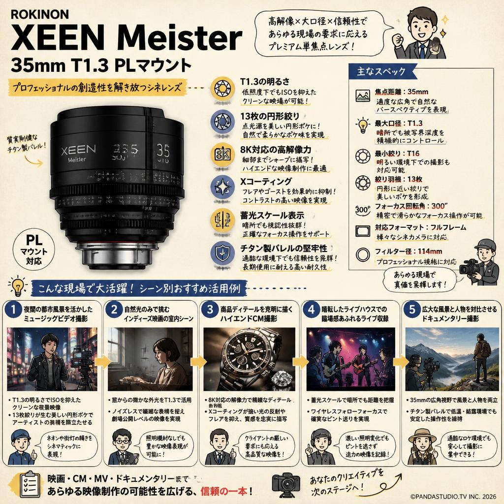 Rokinon XEEN Meister 35mm T1.3 PL マウント 用途