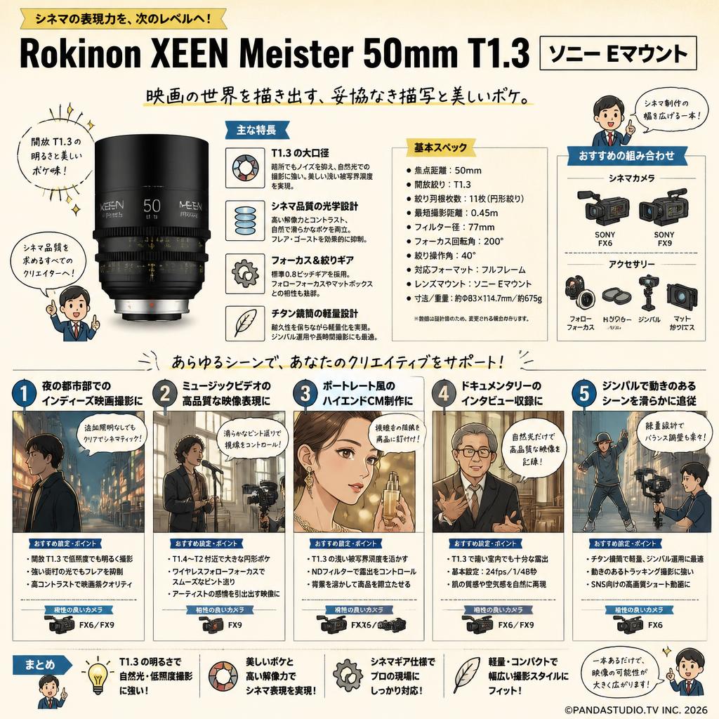 Rokinon XEEN Meister 50mm T1.3 ソニー Eマウント 用途