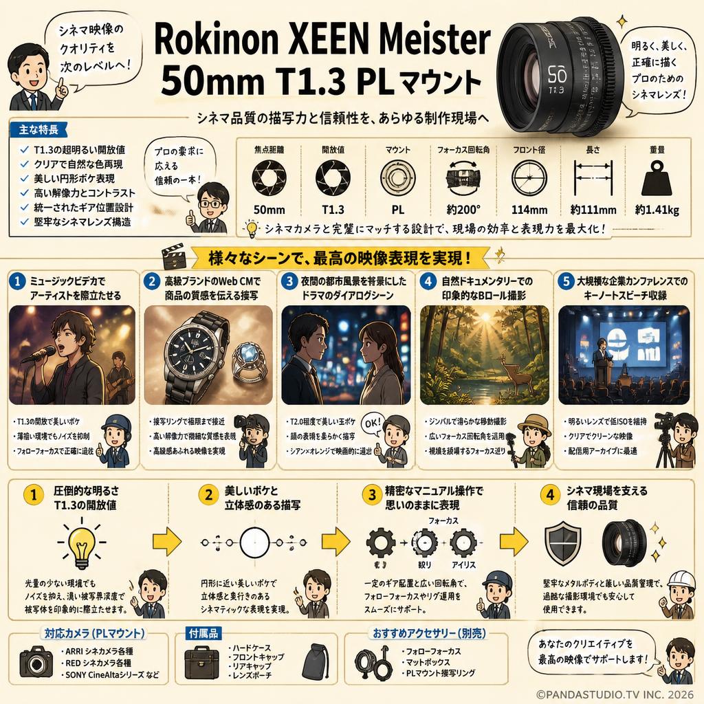 Rokinon XEEN Meister 50mm T1.3 PL マウント 用途