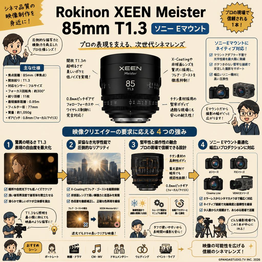 Rokinon XEEN Meister 85mm T1.3 ソニー Eマウント 概要