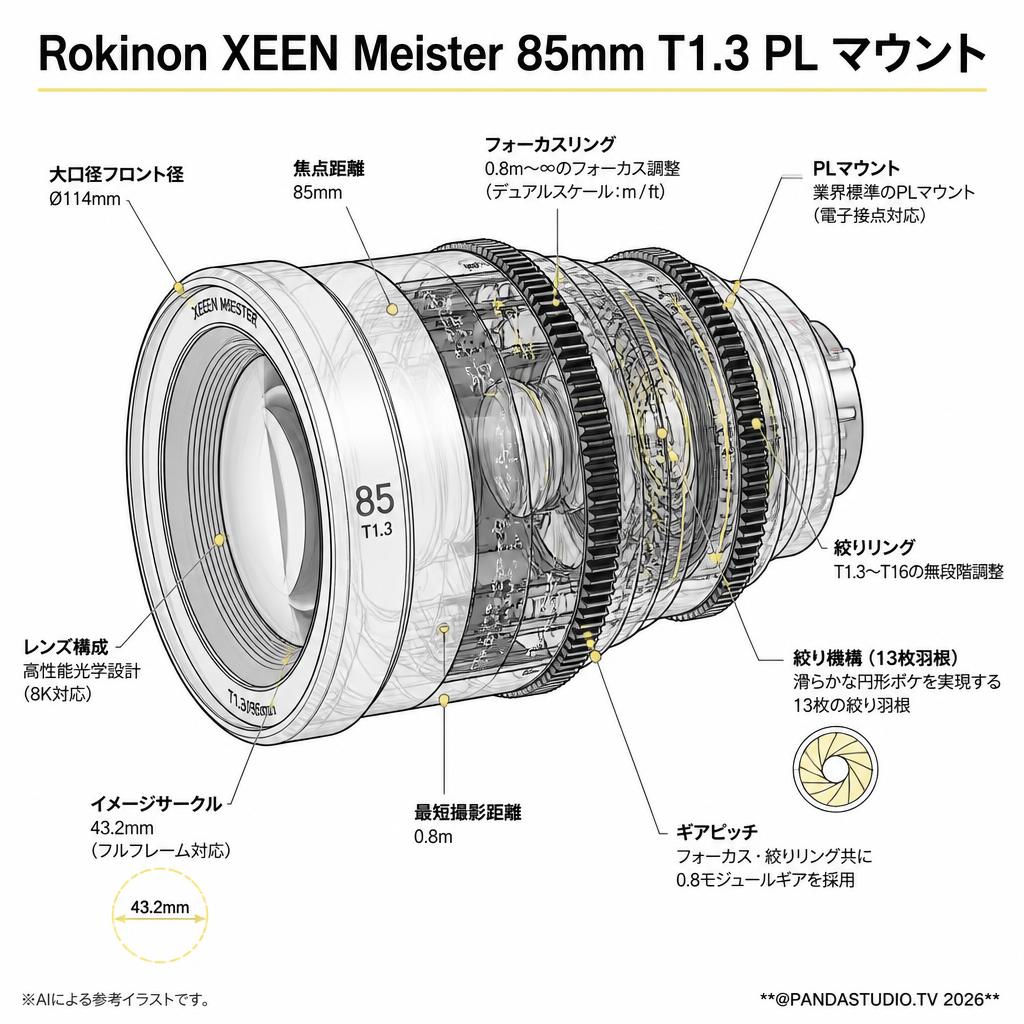 Rokinon XEEN Meister 85mm T1.3 PL マウント スペック