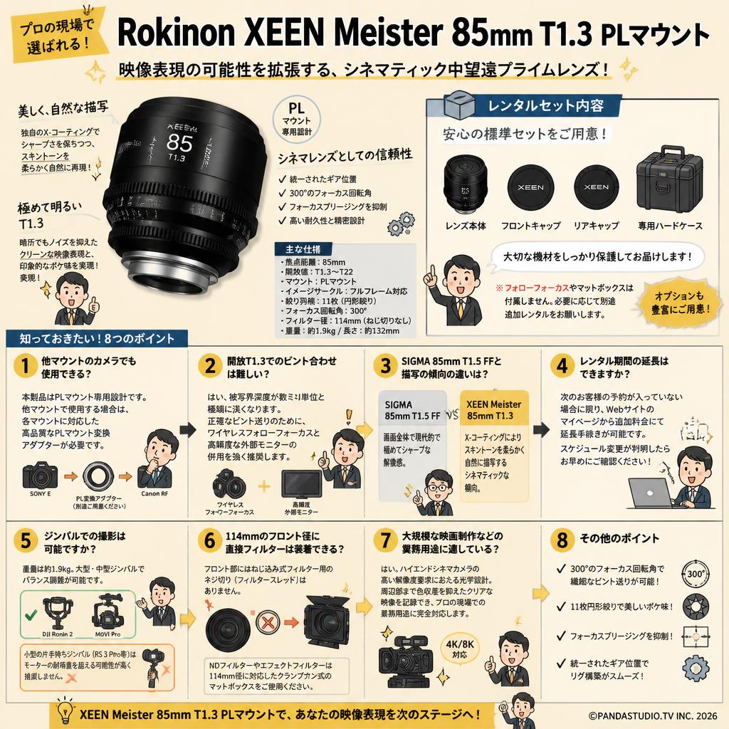 Rokinon XEEN Meister 85mm T1.3 PL マウント FAQ（よくある質問と答え）