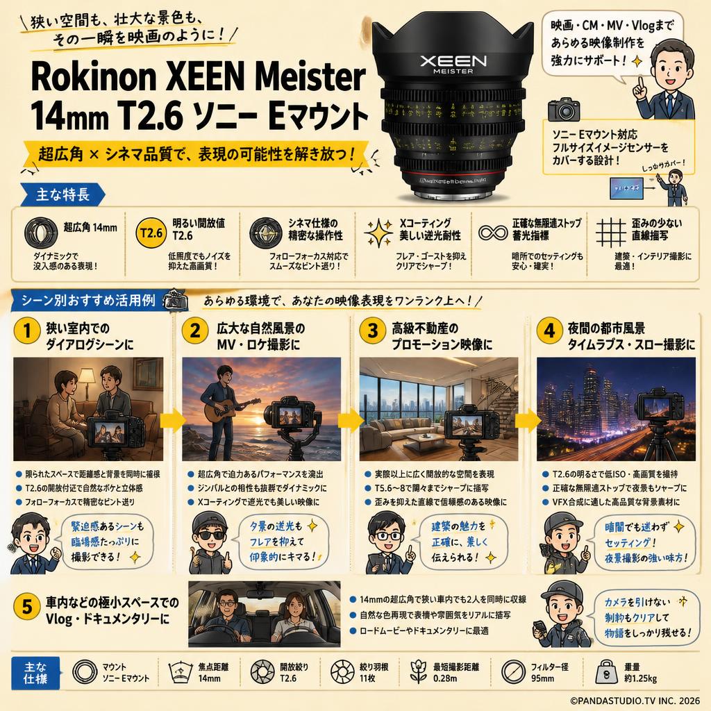 Rokinon XEEN Meister 14mm T2.6 ソニー Eマウント 用途