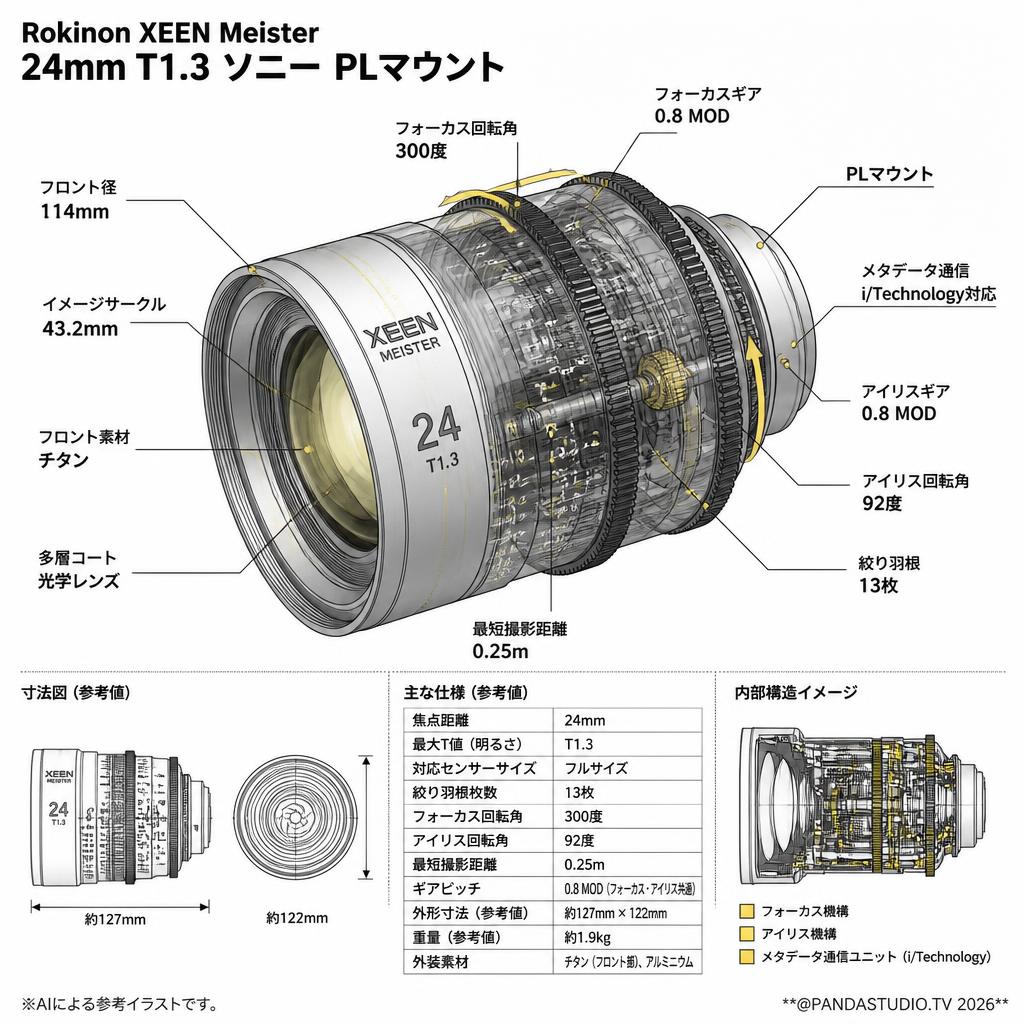 Rokinon XEEN Meister 24mm T1.3 ソニー PLマウント スペック