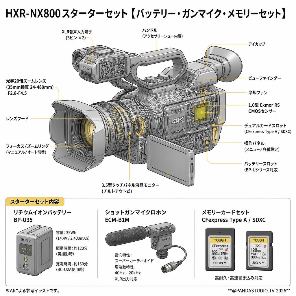 HXR-NX800スターターセット【バッテリー・ガンマイク・メモリーセット】 スペック