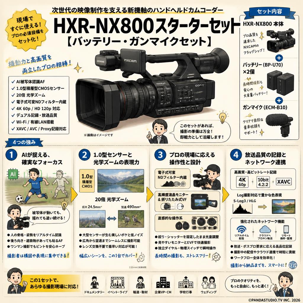 HXR-NX800スターターセット【バッテリー・ガンマイクセット】 概要