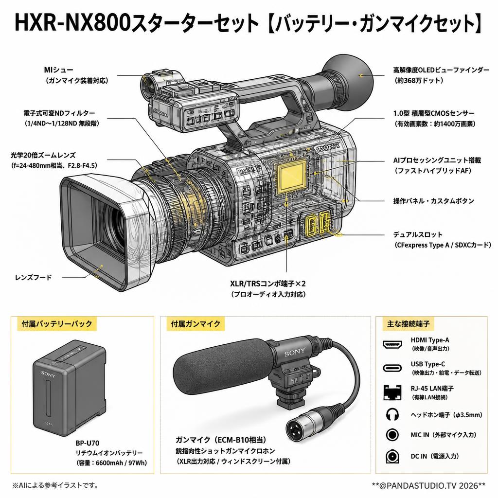 HXR-NX800スターターセット【バッテリー・ガンマイクセット】 スペック