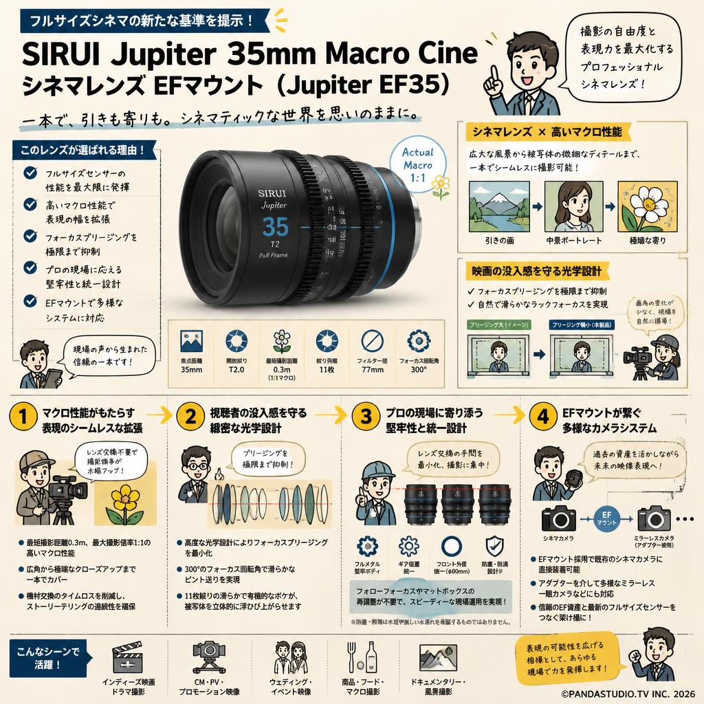 SIRUI Jupiter 35mm Macro Cineシネマレンズ EFマウント ( Jupiter EF35 ) 概要