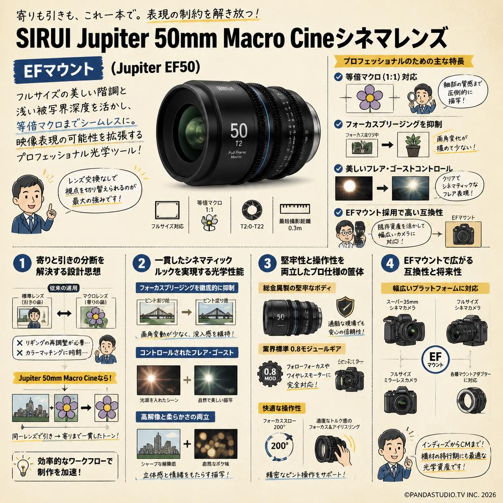 SIRUI Jupiter 50mm Macro Cineシネマレンズ EFマウント ( Jupiter EF50 ) 概要