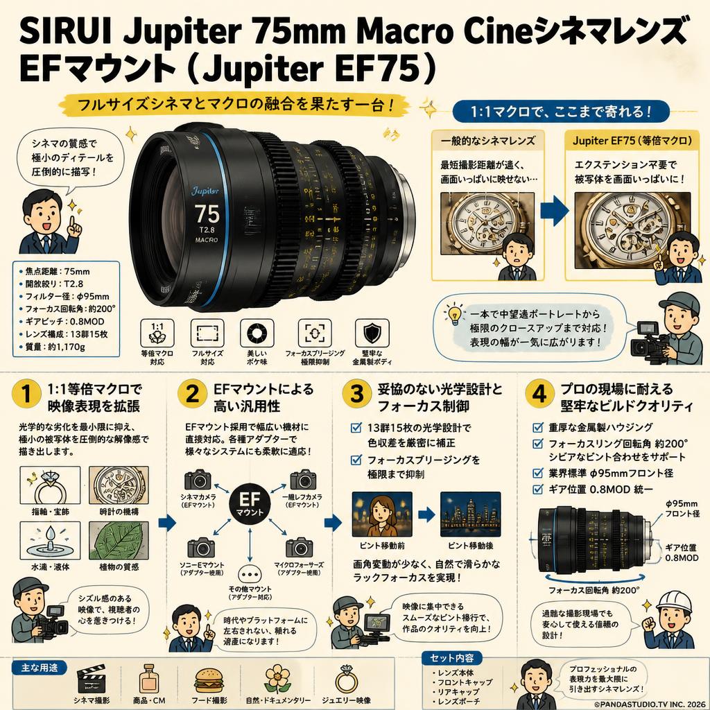 SIRUI Jupiter 75mm Macro Cineシネマレンズ EFマウント ( Jupiter EF75 ) 概要