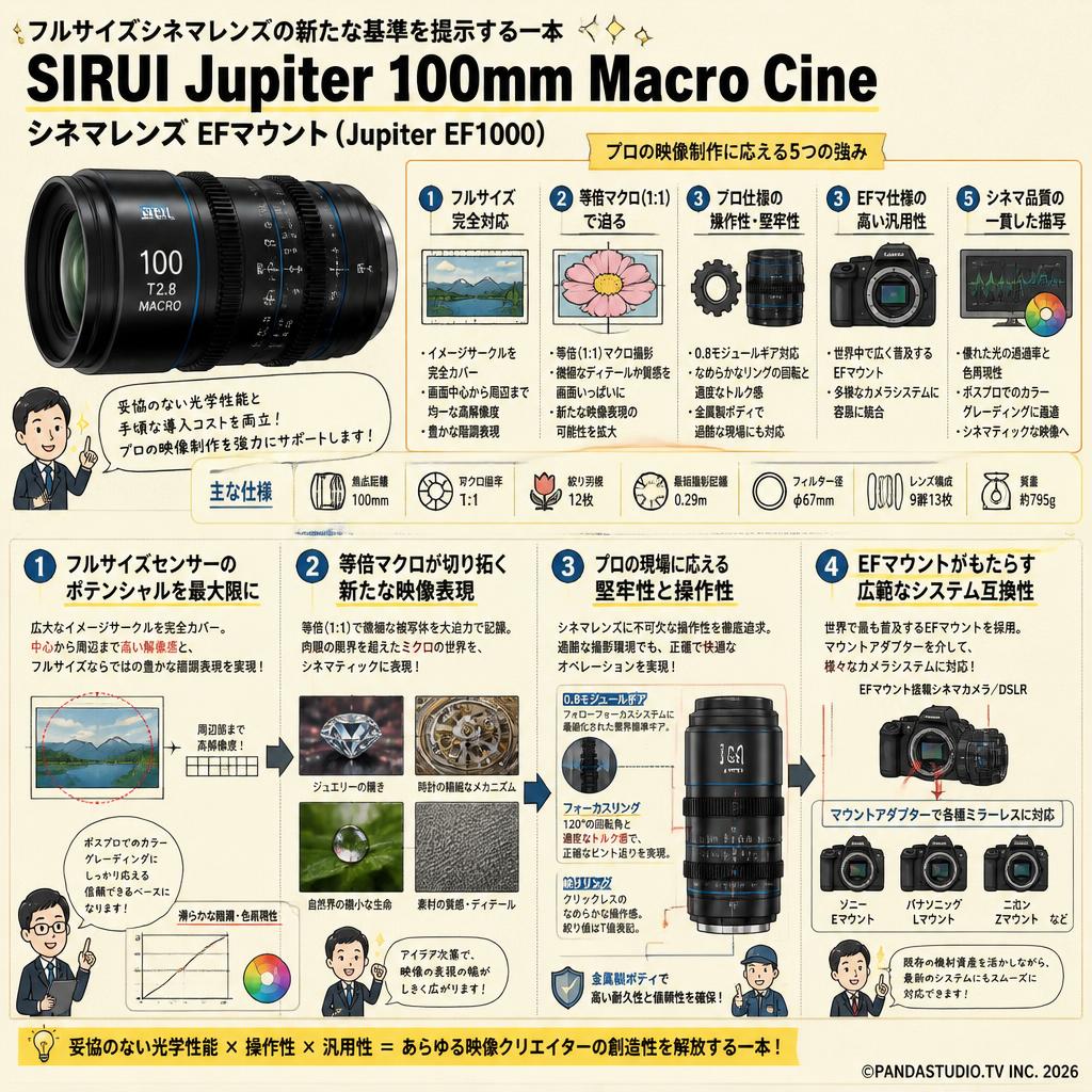 SIRUI Jupiter 100mm Macro Cineシネマレンズ EFマウント ( Jupiter EF100 ) 概要