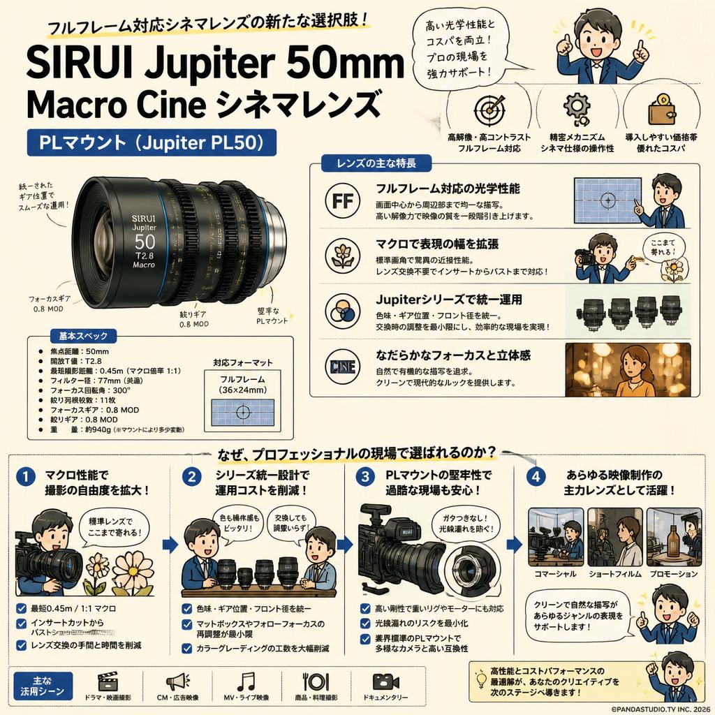 SIRUI Jupiter 50mm Macro Cineシネマレンズ PLマウント ( Jupiter PL50 ) 概要