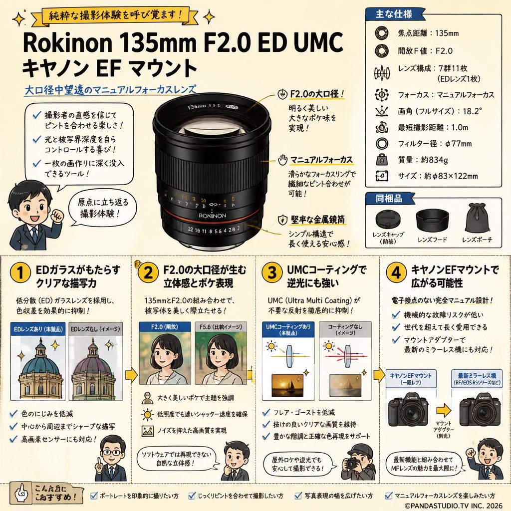 Rokinon 135mm F2.0 ED UMC キヤノン EF マウント 概要