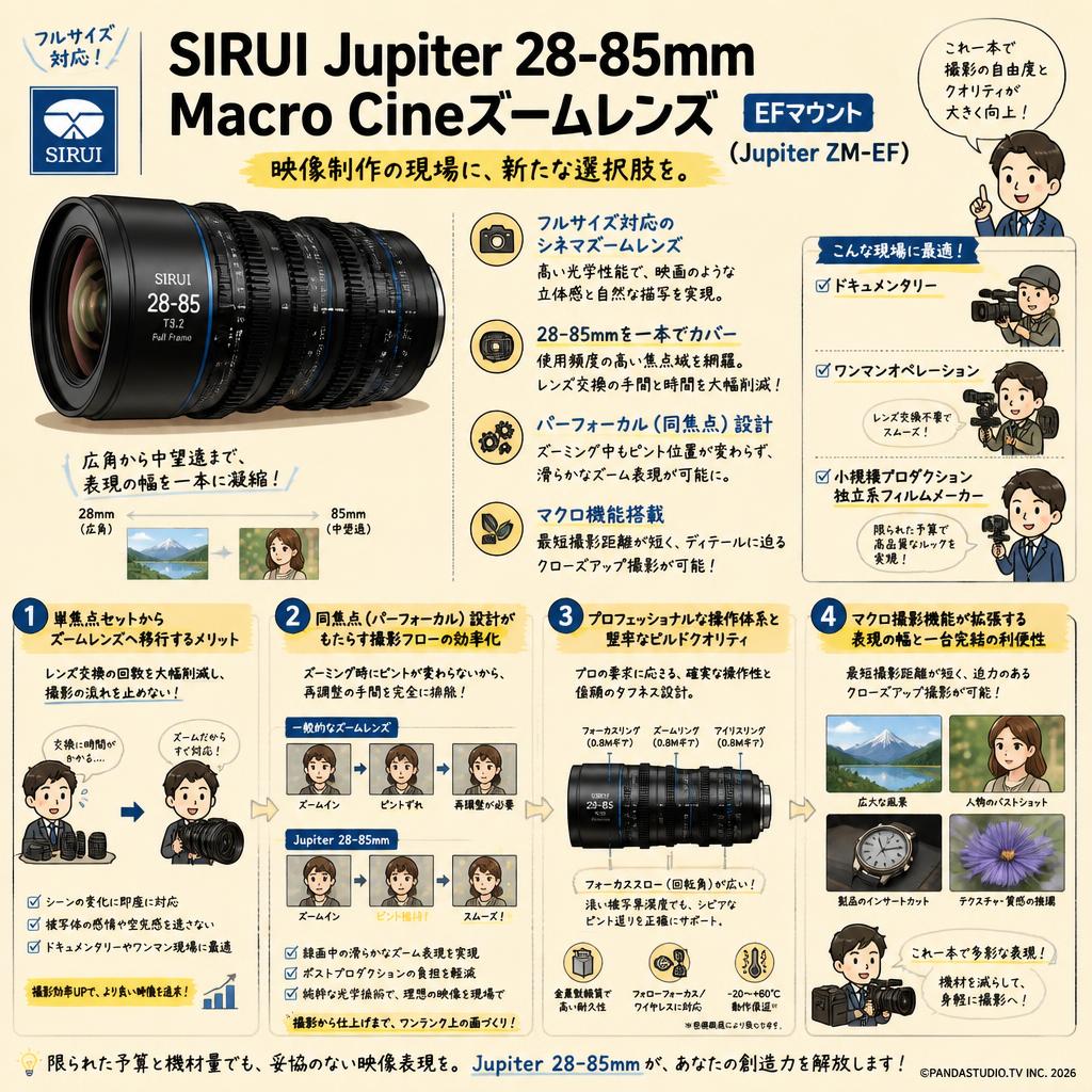 SIRUI Jupiter 28-85mm Macro Cineズームレンズ EFマウント ( Jupiter ZM-EF ) 概要