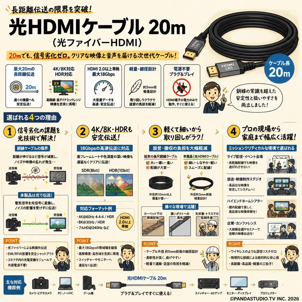 光HDMIケーブル 20m（光ファイバーHDMI） 概要