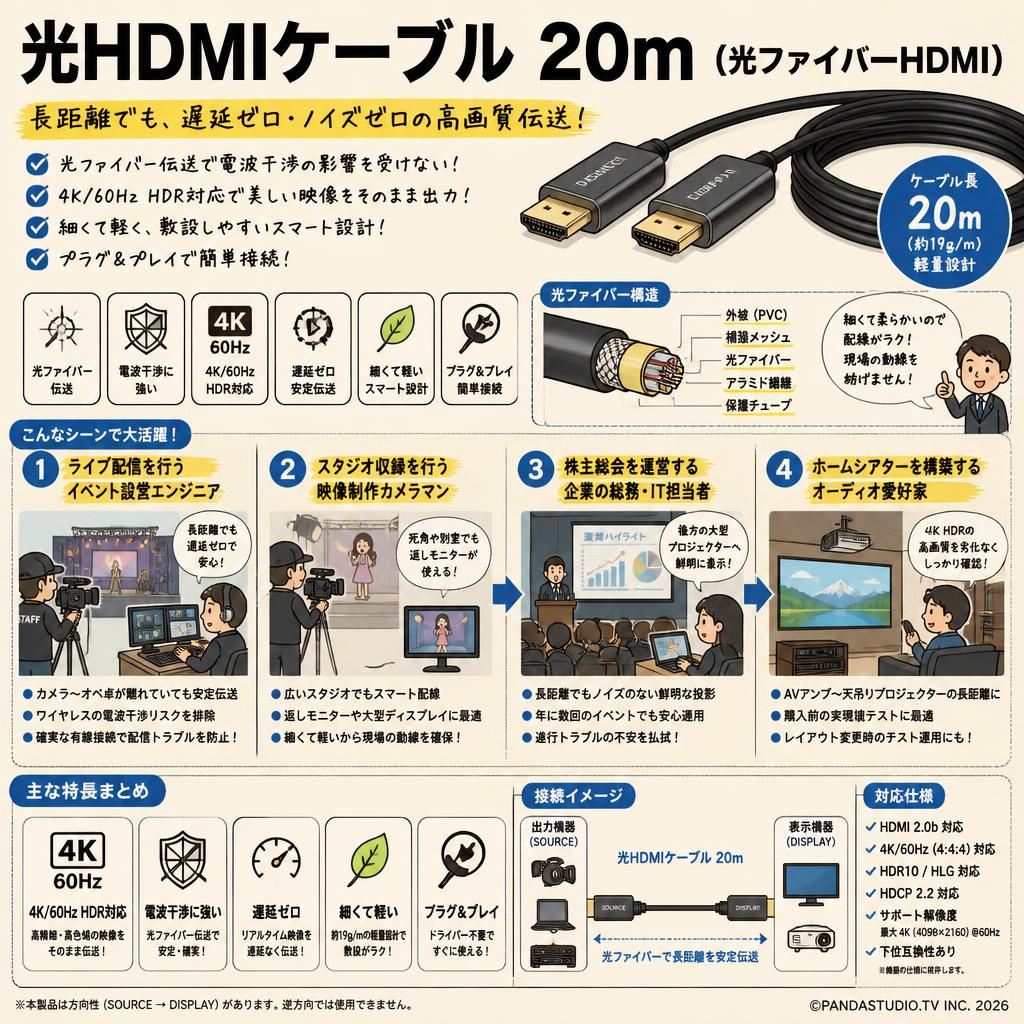 光HDMIケーブル 20m（光ファイバーHDMI） おもな対象のお客様