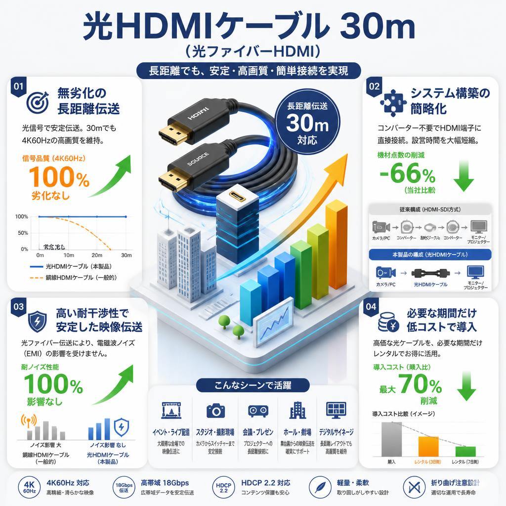 光HDMIケーブル 30m（光ファイバーHDMI） セールスポイント