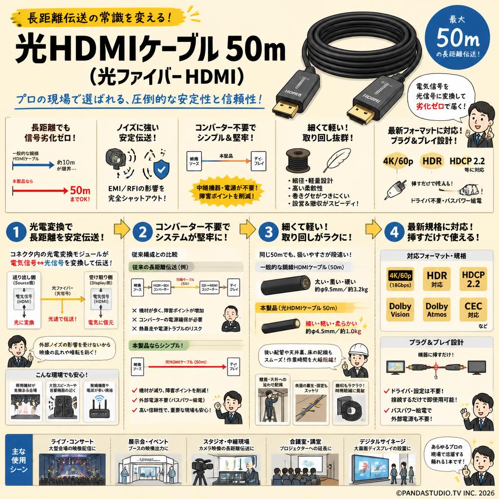 光HDMIケーブル 50m（光ファイバーHDMI） 概要