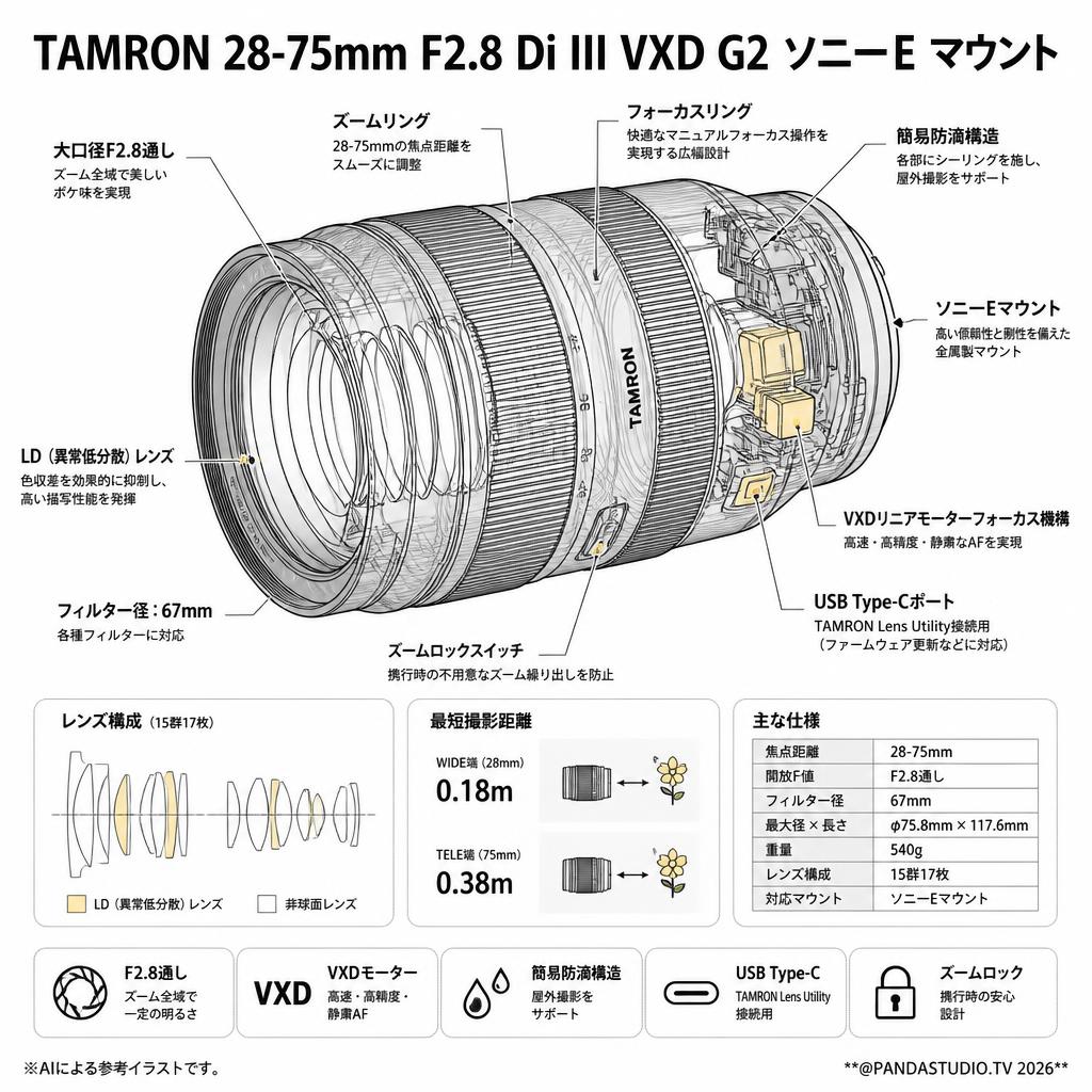 TAMRON 28-75mm F2.8 Di III VXD G2 ソニーE マウント スペック