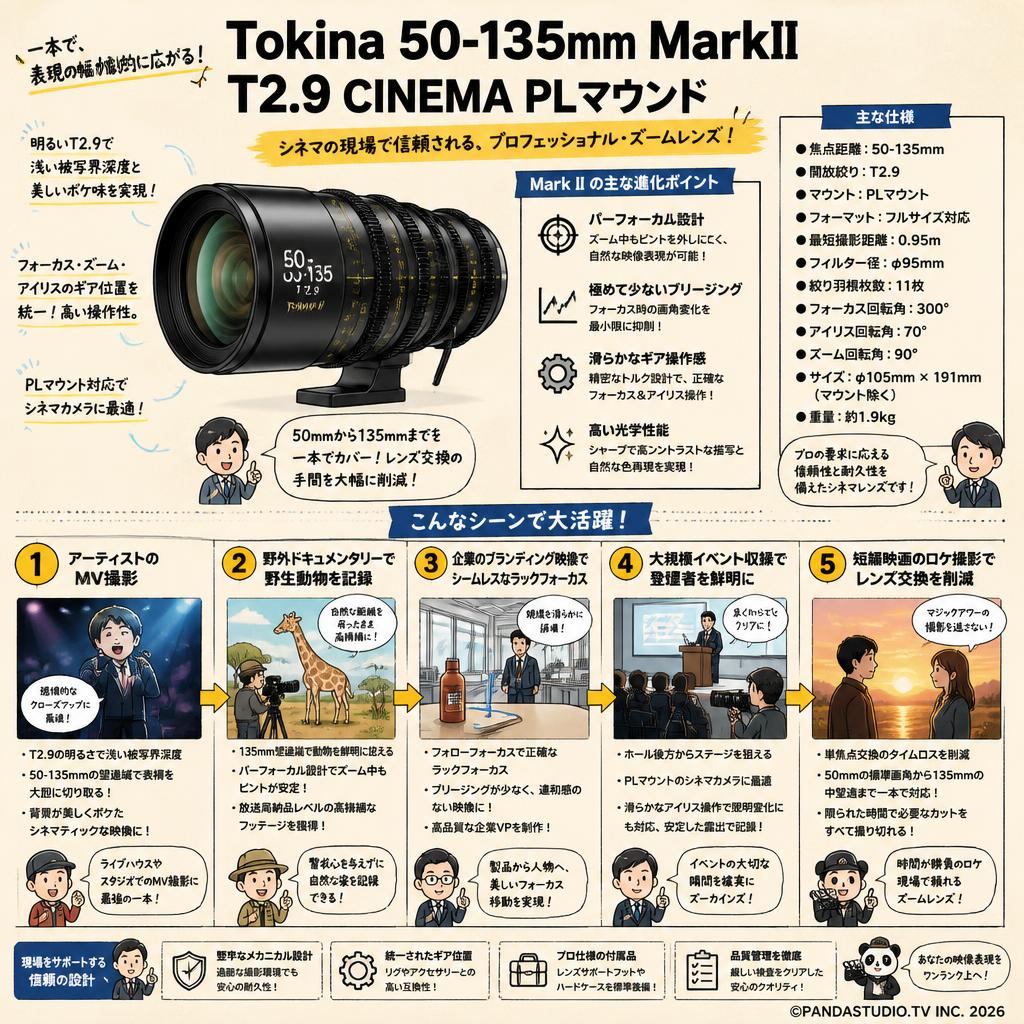 Tokina 50-135mm MarkII T2.9 CINEMA PLマウント 用途