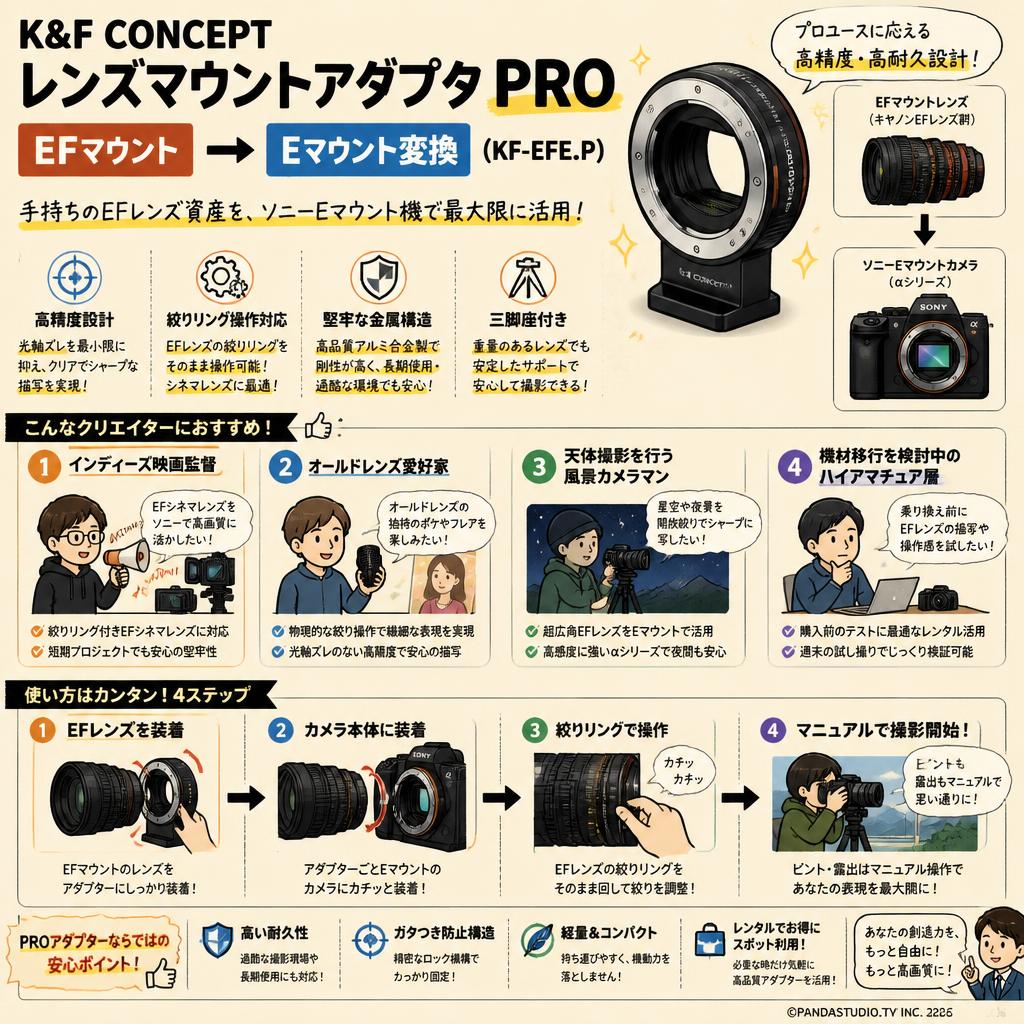 K&F Concept レンズマウントアダプタ PRO EFマウント → Eマウント変換 ( KF-EFE.P ) おもな対象のお客様
