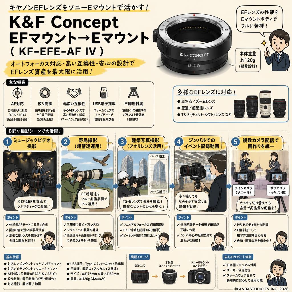 K&F Concept EFマウント→Eマウント ( KF-EFE-AF IV ) 用途