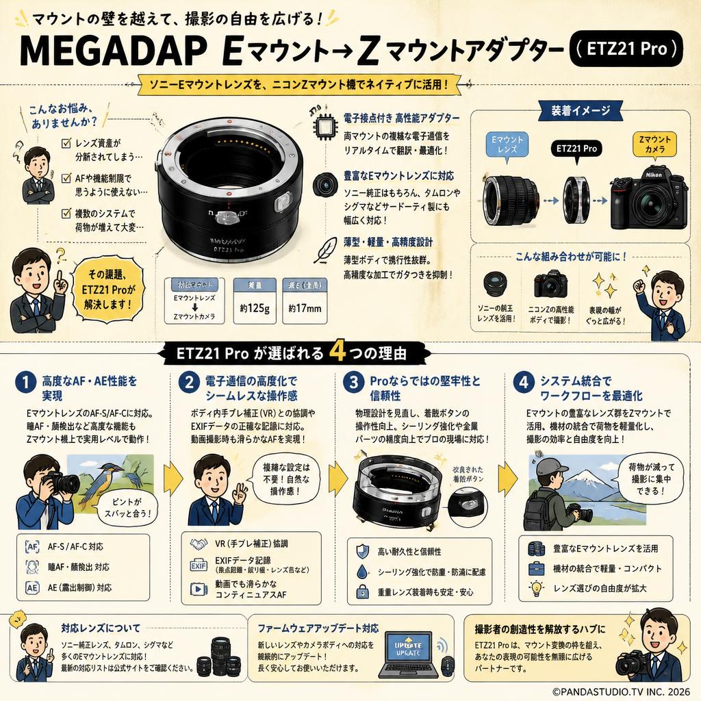 MEGADAP  Eマウント→Z マウントアダプター ( ETZ21 Pro ) 概要