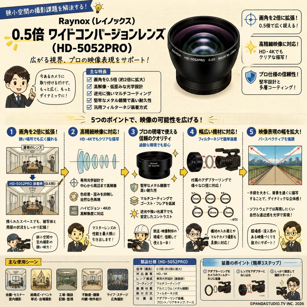 Raynox ( レイノックス ) 0.5倍 ワイドコンバージョンレンズ ( HD-5052PRO ) 概要
