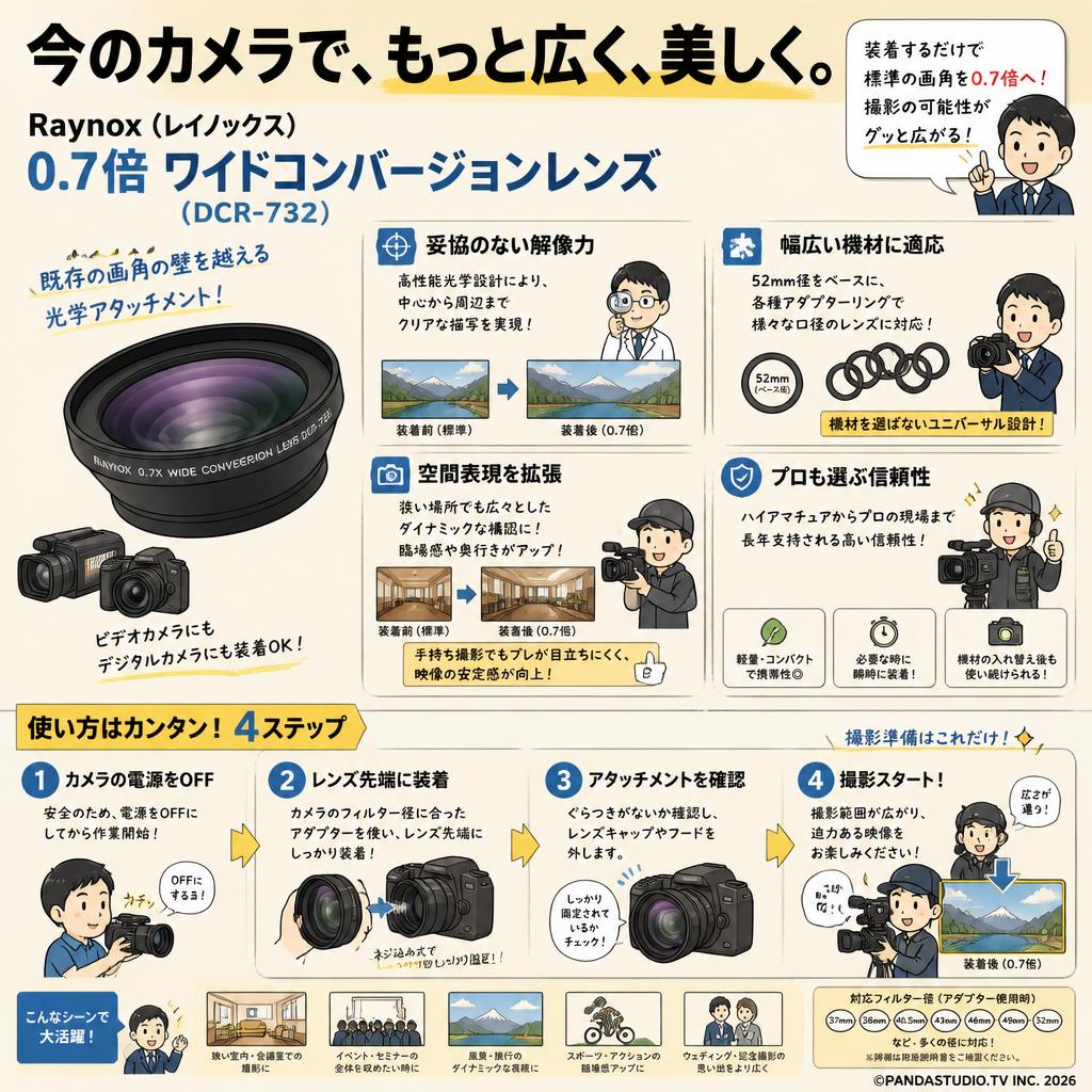 Raynox ( レイノックス ) 0 .7倍 ワイドコンバージョンレンズ ( DCR-732 ) 概要