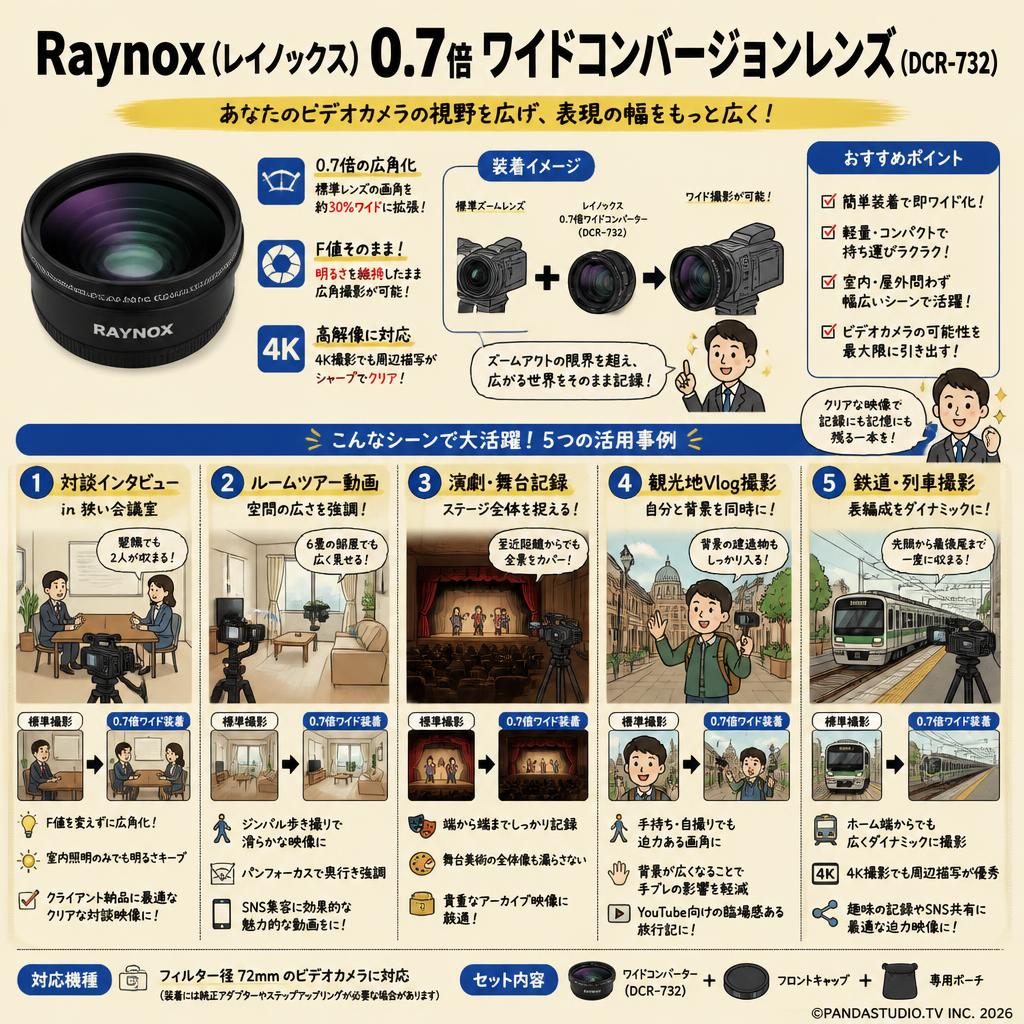 Raynox ( レイノックス ) 0 .7倍 ワイドコンバージョンレンズ ( DCR-732 ) 用途