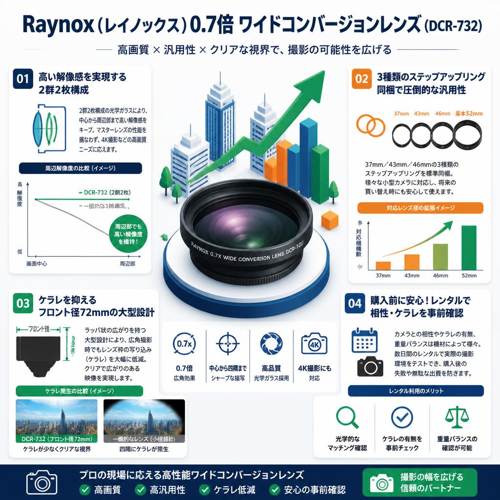 Raynox ( レイノックス ) 0 .7倍 ワイドコンバージョンレンズ ( DCR-732 ) セールスポイント