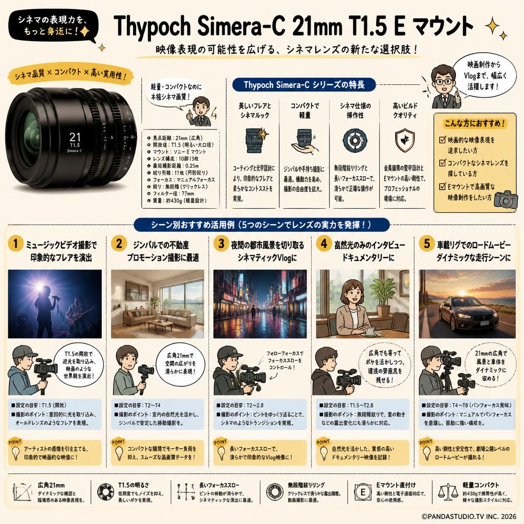 Thypoch Simera-C 21mm T1.5 E マウント 用途