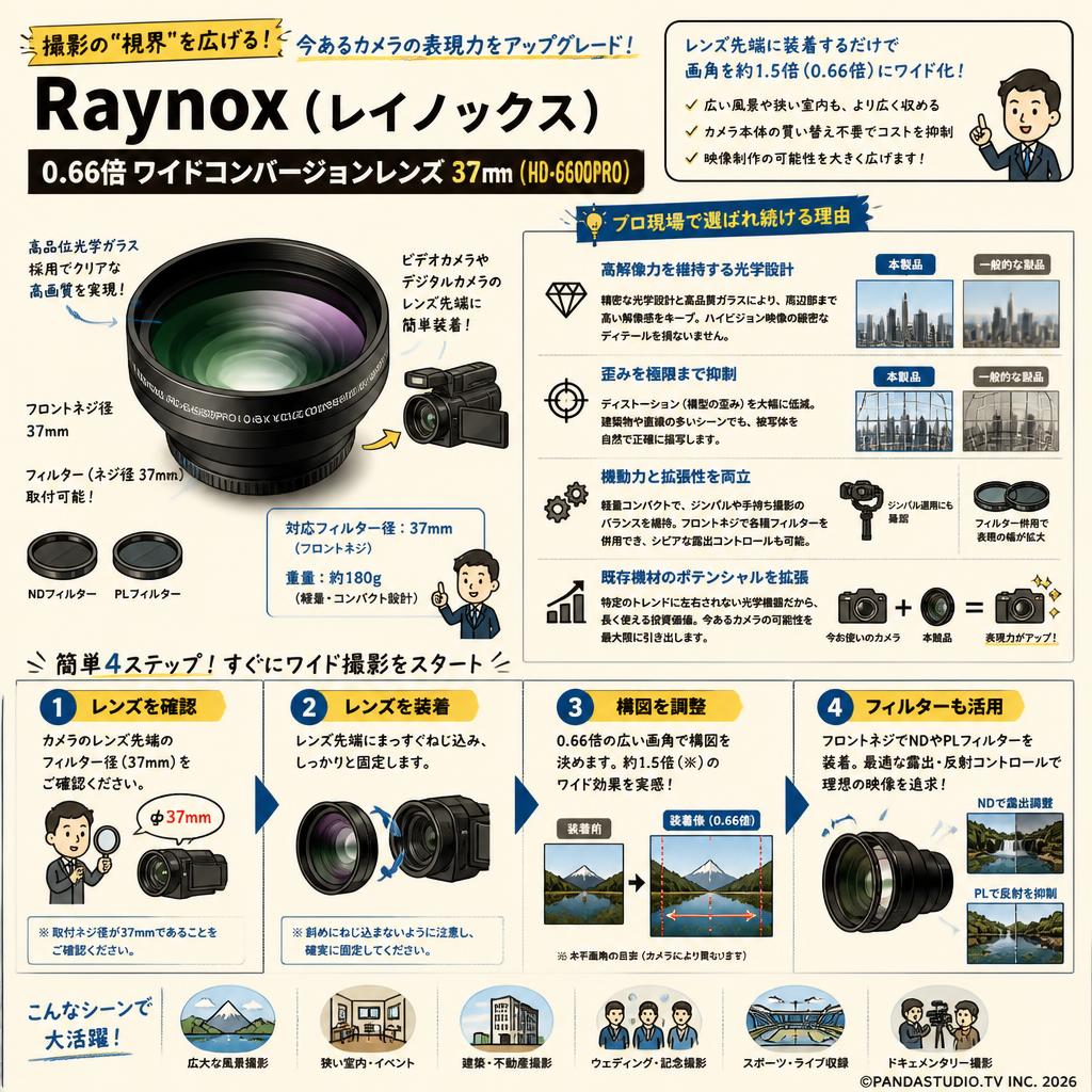 Raynox ( レイノックス ) 0.66倍 ワイドコンバージョンレンズ  37mm ( HD-6600PRO ) 概要