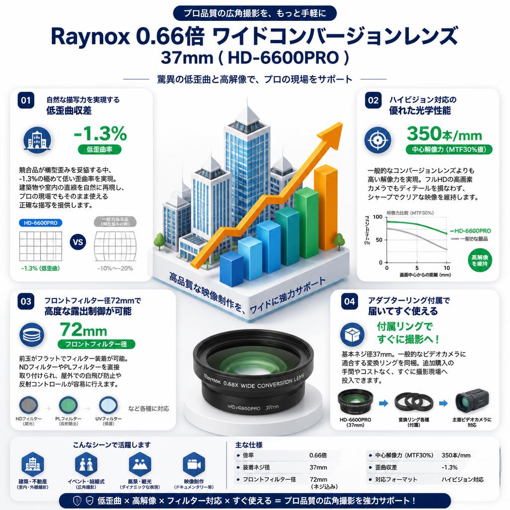Raynox ( レイノックス ) 0.66倍 ワイドコンバージョンレンズ  37mm ( HD-6600PRO ) セールスポイント