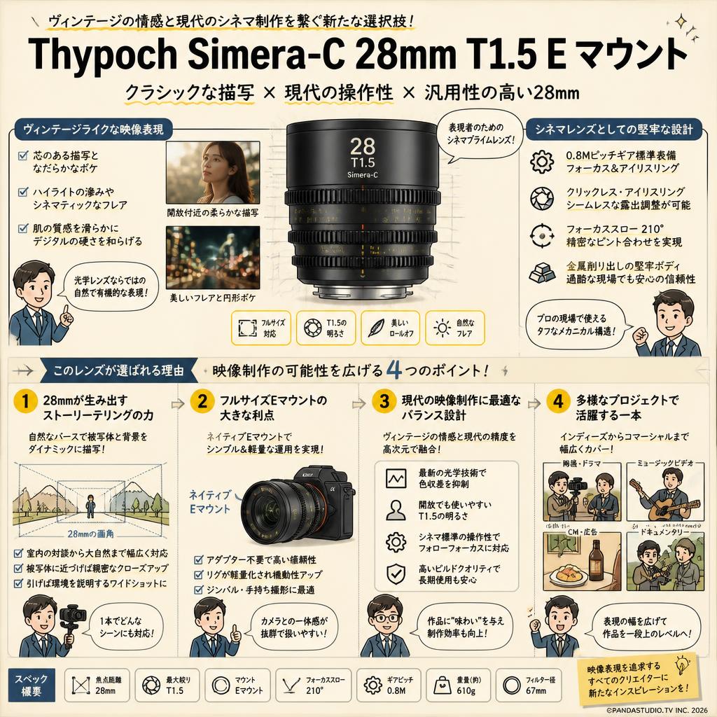 Thypoch Simera-C 28mm T1.5 E マウント 概要